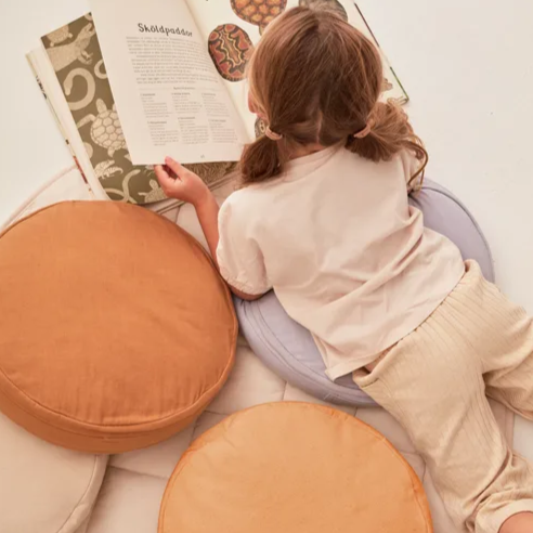 Kids Concept 40cm Round Floor Cushion in Mango