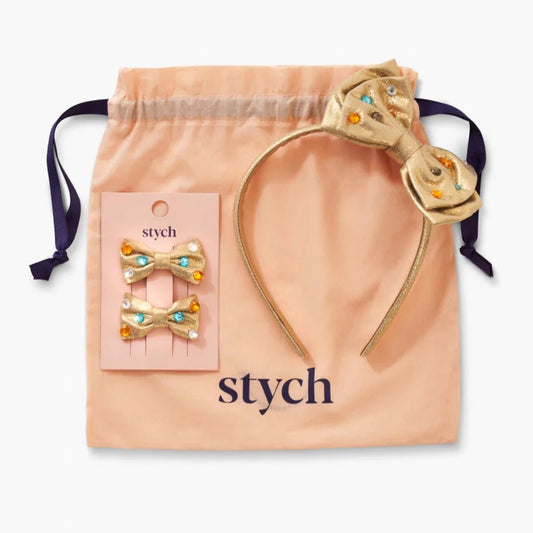 New Stych Gold Bow Hair Gift Set