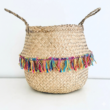 Bellybambino Rainbow Tassel Trim Basket - Large