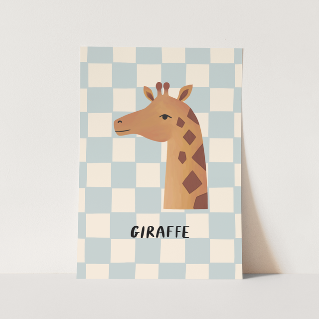 Kid of the Village Giraffe Fine Art Print - Blue