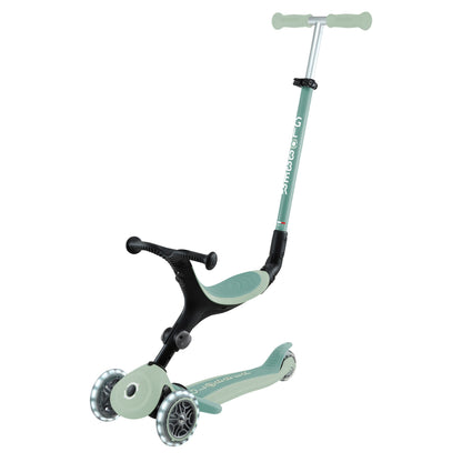 Globber Go Up Foldable Eco Scooter With Lights - Pistachio