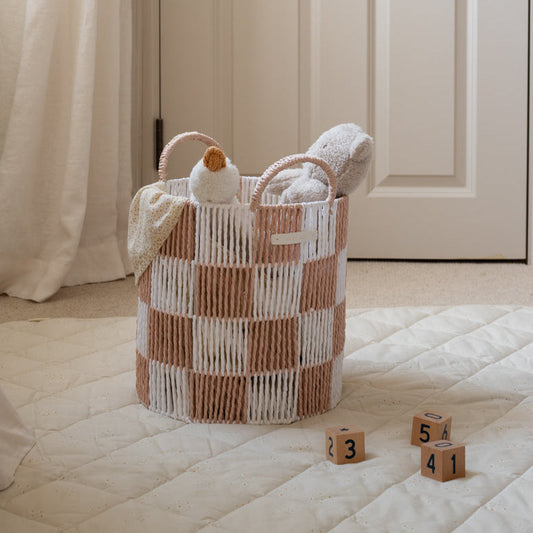 Avery Row Checkerboard Storage Basket Medium - Nude