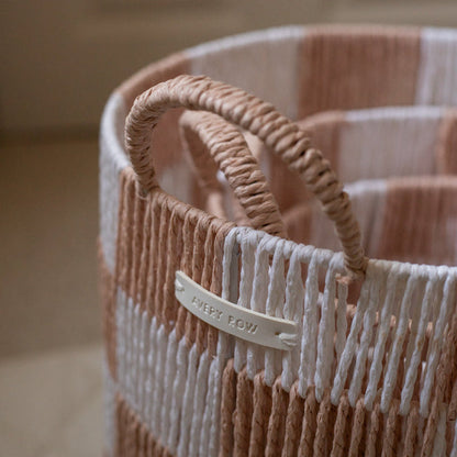 Avery Row Checkerboard Storage Basket Large - Nude