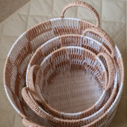 Avery Row Checkerboard Storage Basket Large - Nude