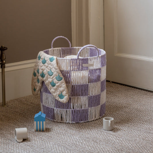 Avery Row Checkerboard Storage Basket Large - Lilac