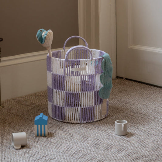 Avery Row Checkerboard Storage Basket Medium - Lilac