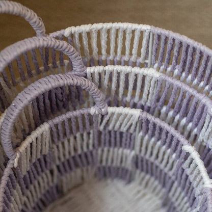 Avery Row Checkerboard Storage Basket Set Of 3 - Lilac