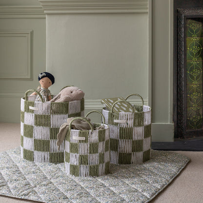 Avery Row Checkerboard Storage Basket Large - Sage