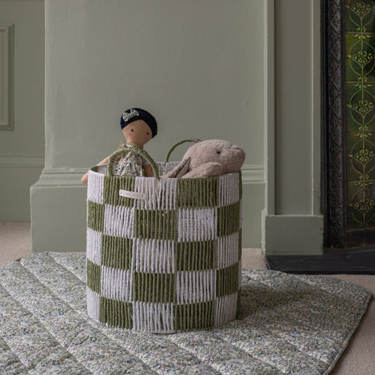 Avery Row Checkerboard Storage Basket Large - Sage