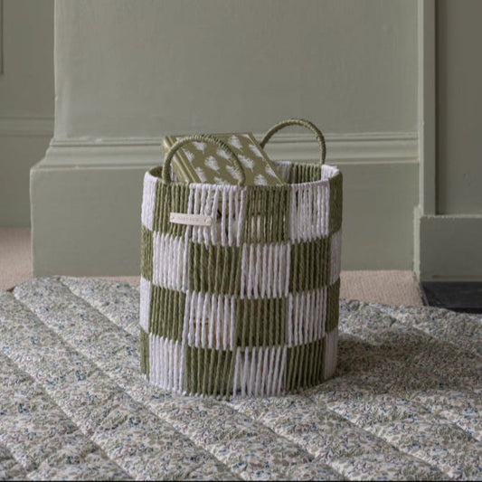 Avery Row Checkerboard Storage Basket Medium - Sage