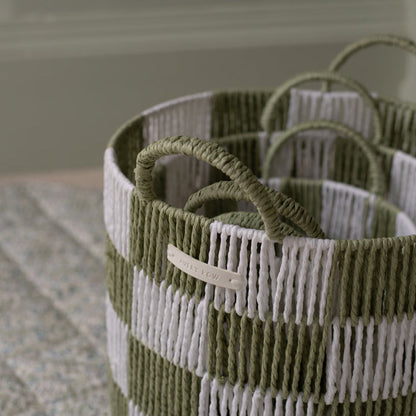 Avery Row Checkerboard Storage Basket Large - Sage