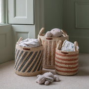 Avery Row Maize Stripe Storage Basket Set Of 3 - Natural