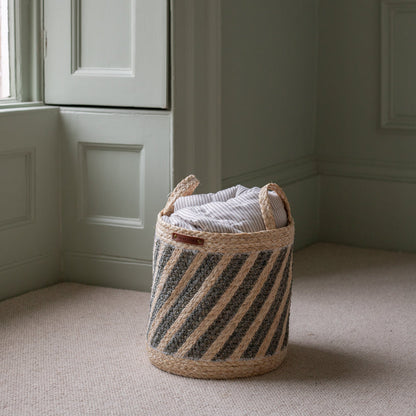Avery Row Maize Stripe Storage Basket Set Of 3 - Natural