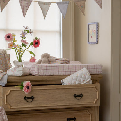 Avery Row Baby Changing Mat - Pink Check