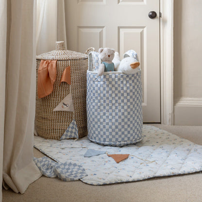 Avery Row Large Quilted Storage Basket - Coastline / Waves