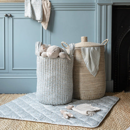 Avery Row Large Quilted Storage Basket - Nature Trail / Stripe