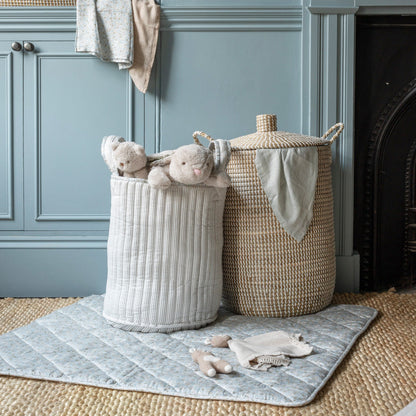 Avery Row Large Quilted Storage Basket - Nature Trail / Stripe