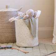 Avery Row Large Quilted Storage Basket - Nettle Scatter / Birch