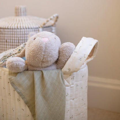 Avery Row Large Quilted Storage Basket - Nettle Scatter / Birch