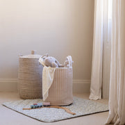 Avery Row Large Quilted Storage Basket - Nettle Scatter / Birch