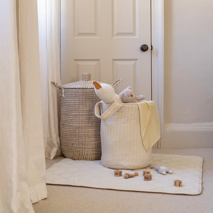 Avery Row Large Quilted Storage Basket - Wild Chamomile / Daisy Meadow