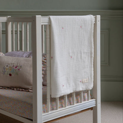 Avery Row Embroidered Muslin Blanket - Anemone