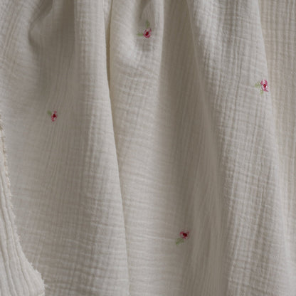 Avery Row Embroidered Muslin Blanket - Anemone