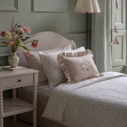 Avery Row Rectangle Linen Frill Cushion - Wildflower Garden