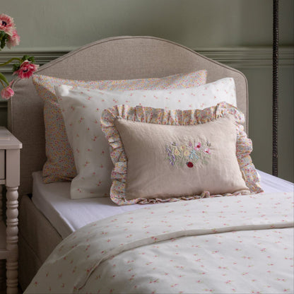 Avery Row Rectangle Linen Frill Cushion - Wildflower Garden