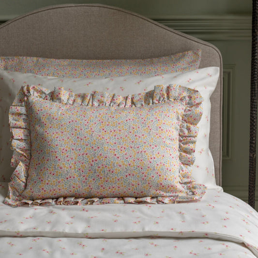 Avery Row Rectangle Linen Frill Cushion - Wildflower Garden