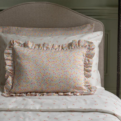 Avery Row Rectangle Linen Frill Cushion - Wildflower Garden