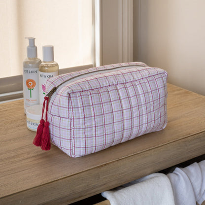 Avery Row Wash Bag - Pink Check