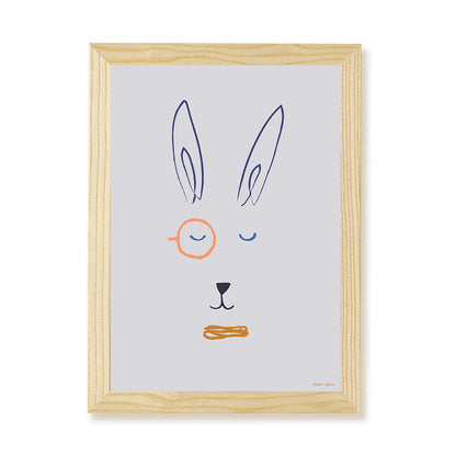 Hibou Design Hector Hare Art Print - Lilac