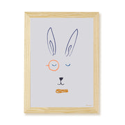 Hibou Design Hector Hare Art Print - Lilac
