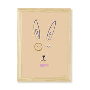 Hibou Design Hector Hare Art Print - Plaster Pink