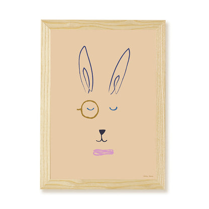 Hibou Design Hector Hare Art Print - Plaster Pink