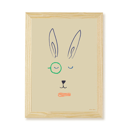Hibou Design Hector Hare Art Print - Sand
