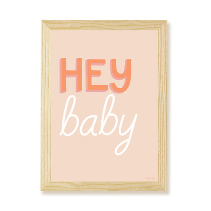 Hibou Design Hey Baby Art Print - Coral