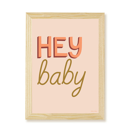 Hibou Design Hey Baby Art Print - Marron