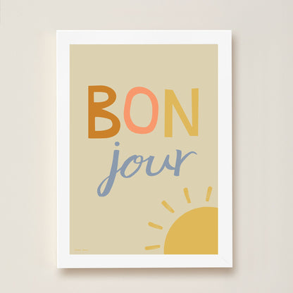 Hibou Design Bonjour Art Print - Sand