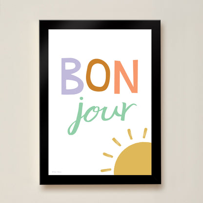 Hibou Design Bonjour Art Print - White