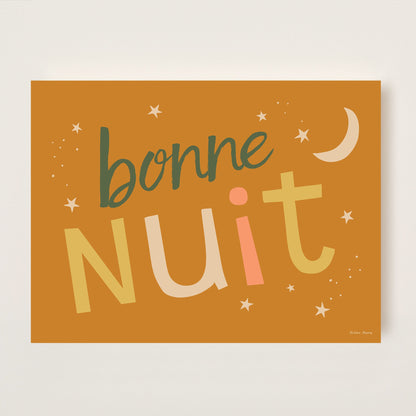 Hibou Design Bonne Nuit Art Print  - Burnt Orange