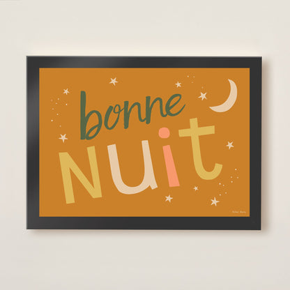 Hibou Design Bonne Nuit Art Print  - Burnt Orange