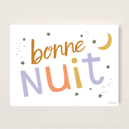 Hibou Design Bonne Nuit Art Print - Confetti White