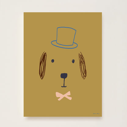 Hibou Design Bruno Dog Art Print - Olive