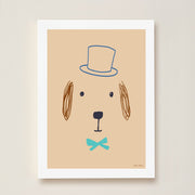 Hibou Design Bruno Dog Art Print - Plaster Pink