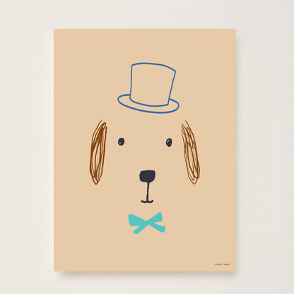 Hibou Design Bruno Dog Art Print - Plaster Pink