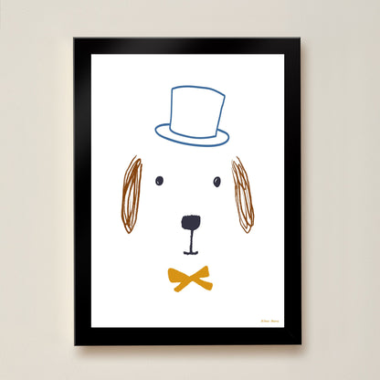Hibou Design Bruno Dog Art Print - White
