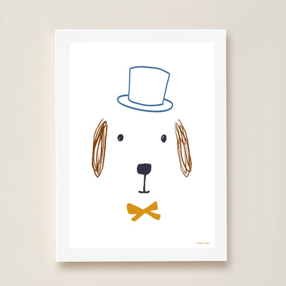 Hibou Design Bruno Dog Art Print - White