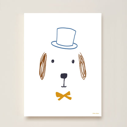 Hibou Design Bruno Dog Art Print - White